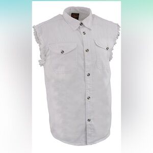 Casual White Sleeveless Button Down Shirt